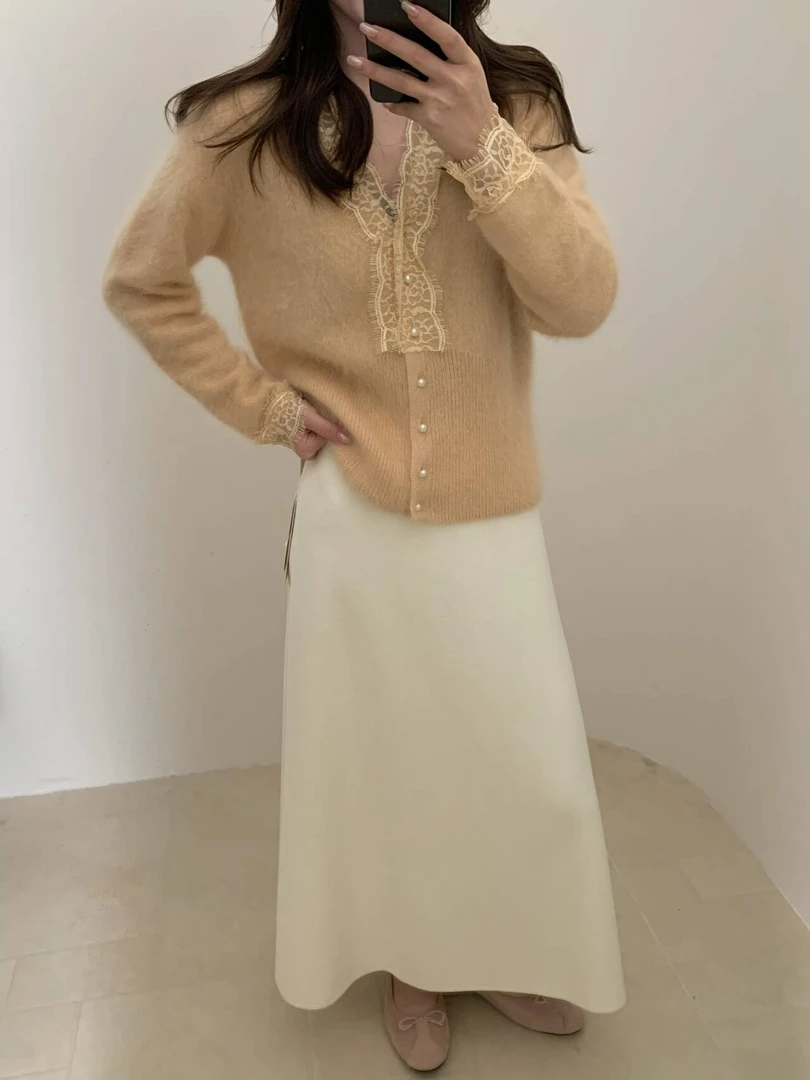 【NOZI】女装法式气质垂感针织半身裙秋冬高级感软糯A字伞裙S96-5