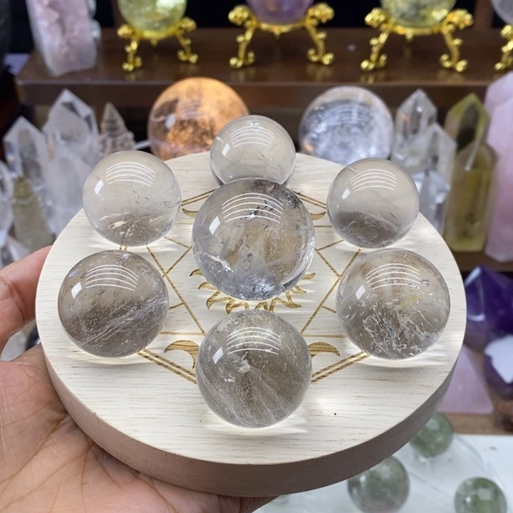 水晶未镶嵌摆件天然白水晶七星球