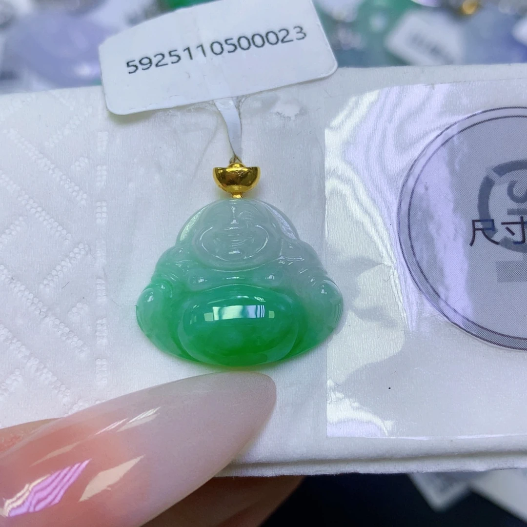 翡翠18K金镶嵌颈饰天然缅甸翡翠a货百元以上9元证书费自理