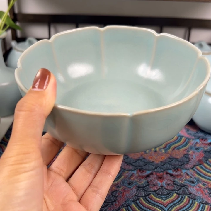 摆件仿古釉釉水深口钵