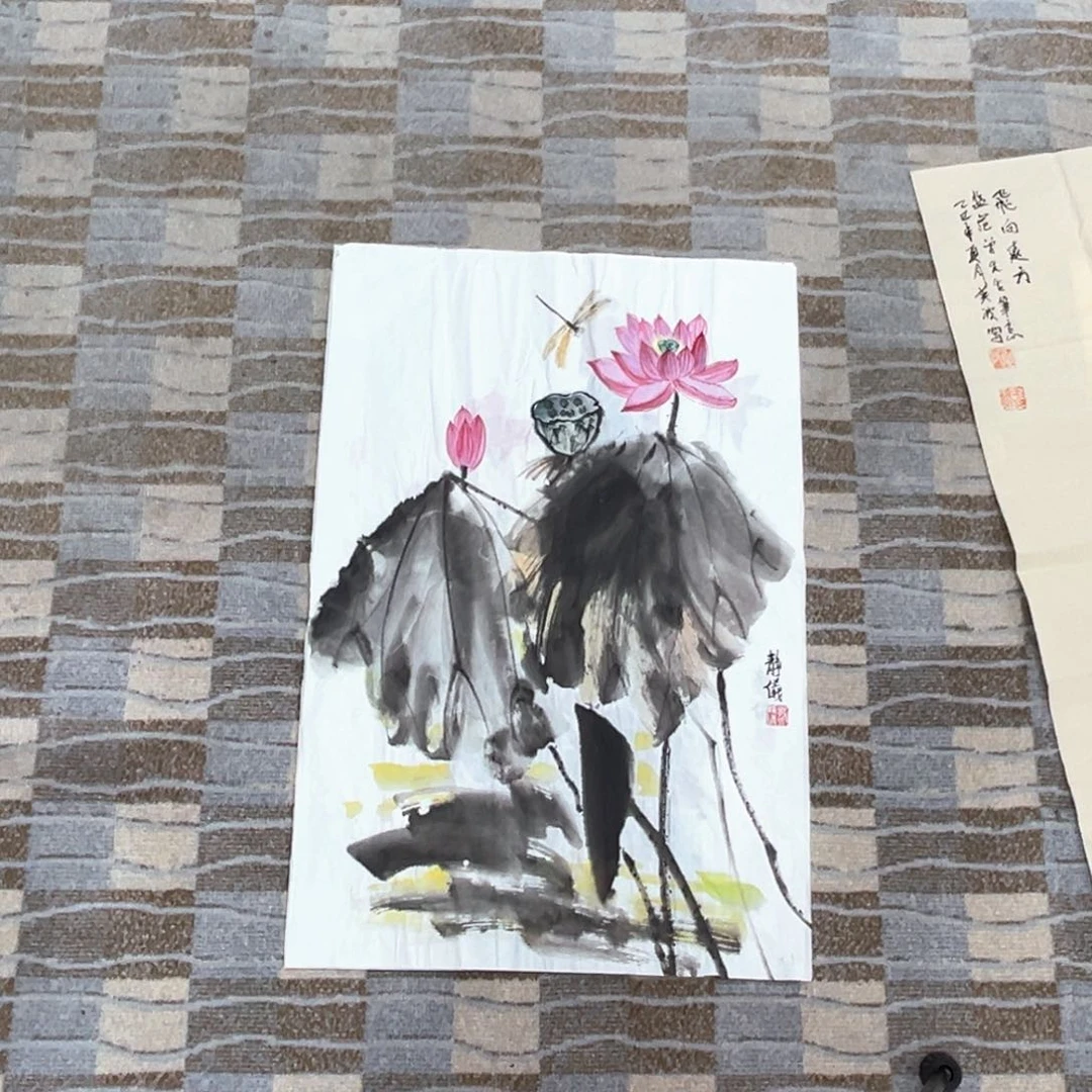 国画蔡静怡老师四尺三开花鸟作品旭