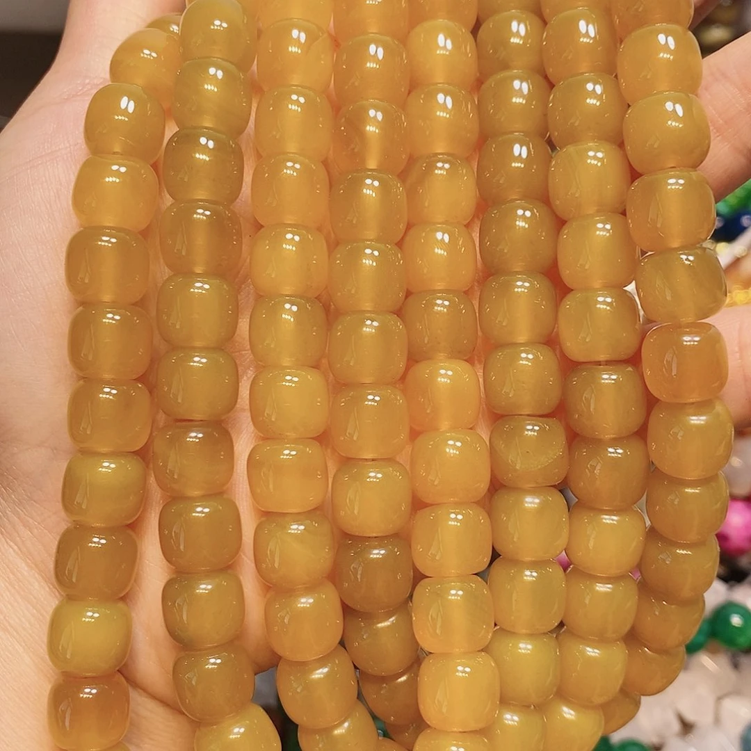 玛瑙/玉髓散珠天然黄玛瑙老行11mm一条
