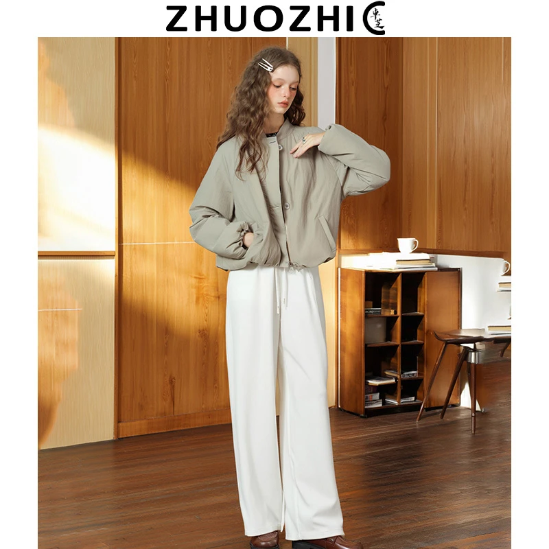 [卓芝]法式甜酷风卡其色短外套2025秋冬新款宽松百搭简约气质夹克