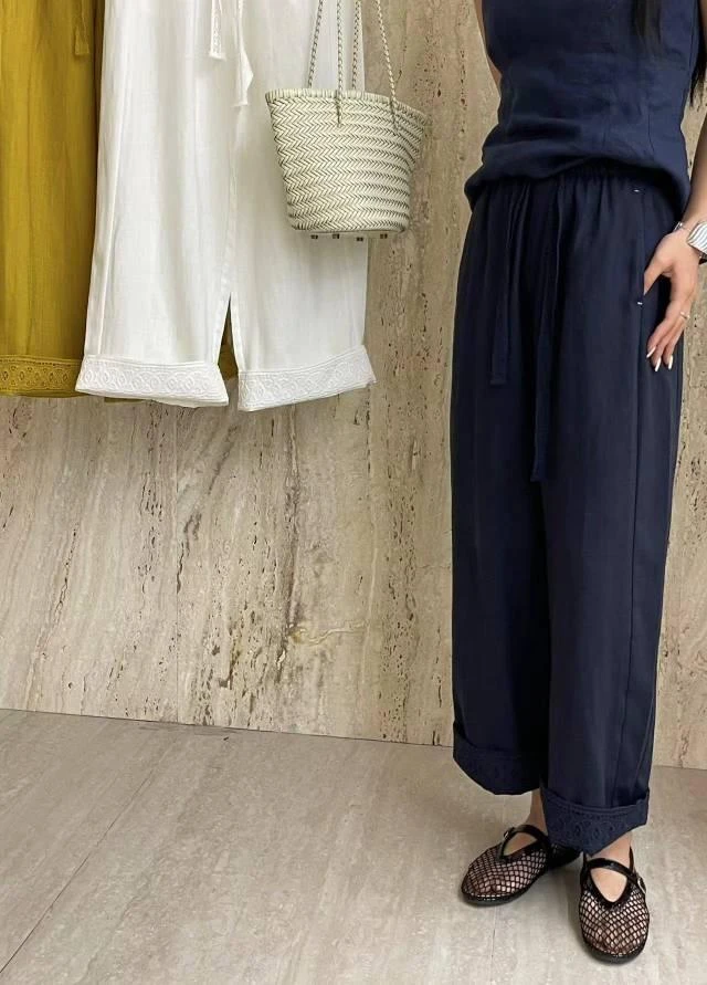 6523 韩系设计感亚麻裤