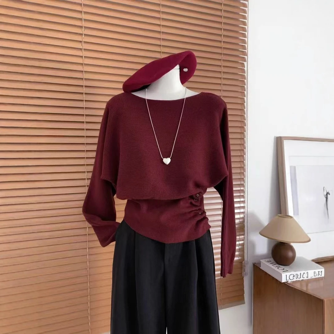 设计感时尚洋气百搭显瘦秋季秋冬新款女装针织衫毛衣长袖短款套头