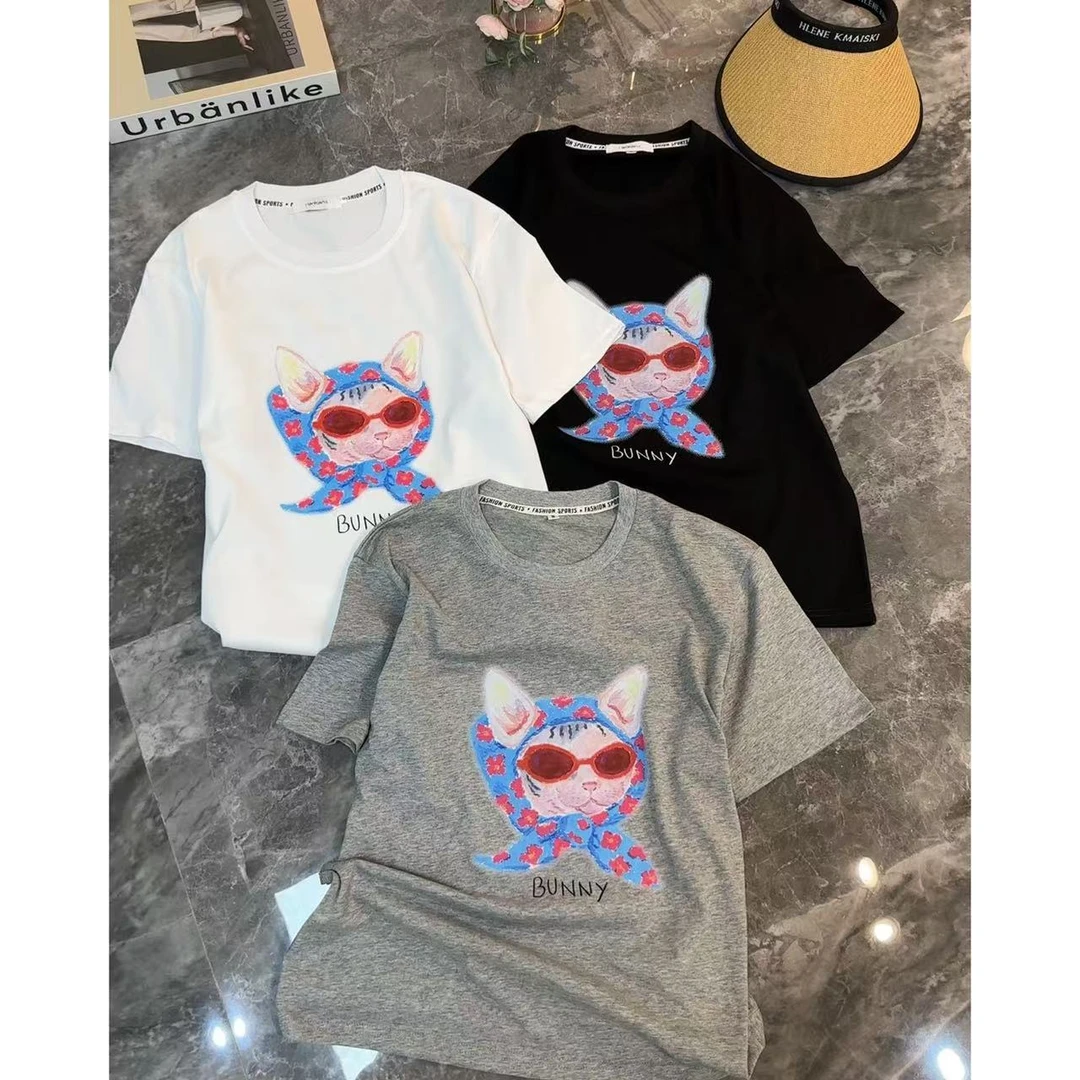 2025夏季新款短袖时尚宽松休闲圆领百搭显瘦韩版T恤