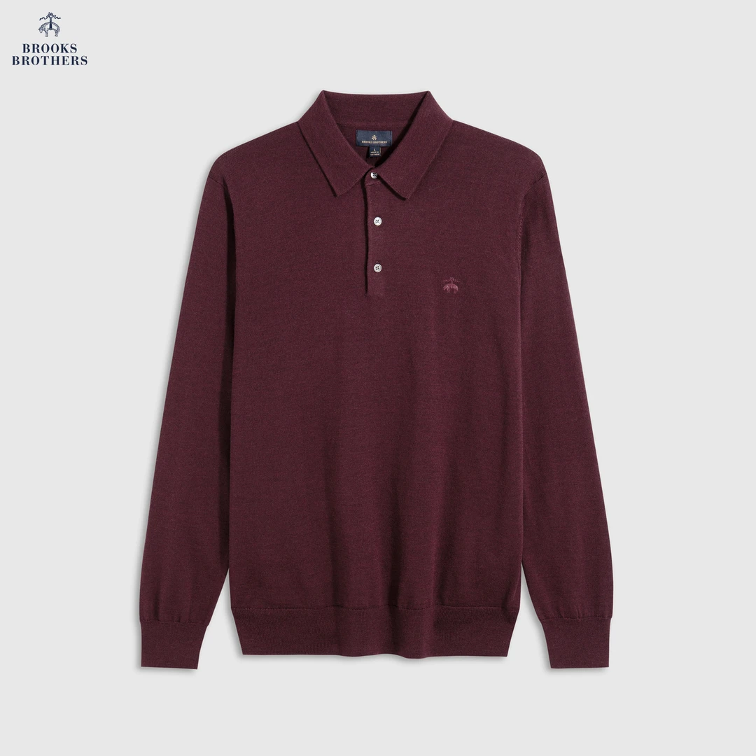 Brooks Brothers/布克兄弟男士25早秋新品美利奴羊毛长袖polo衫