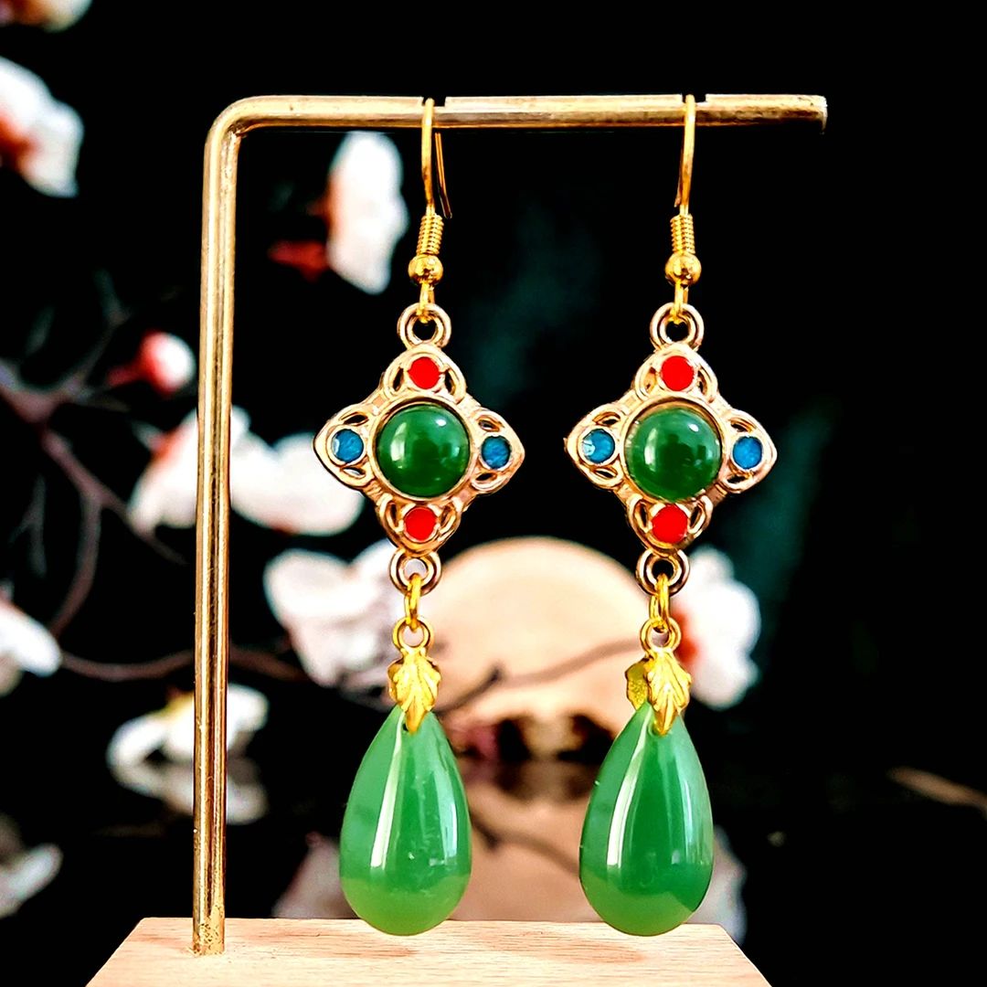 多吉米朱翠含春复古新中式原创高级感耳环耳夹配汉服旗袍