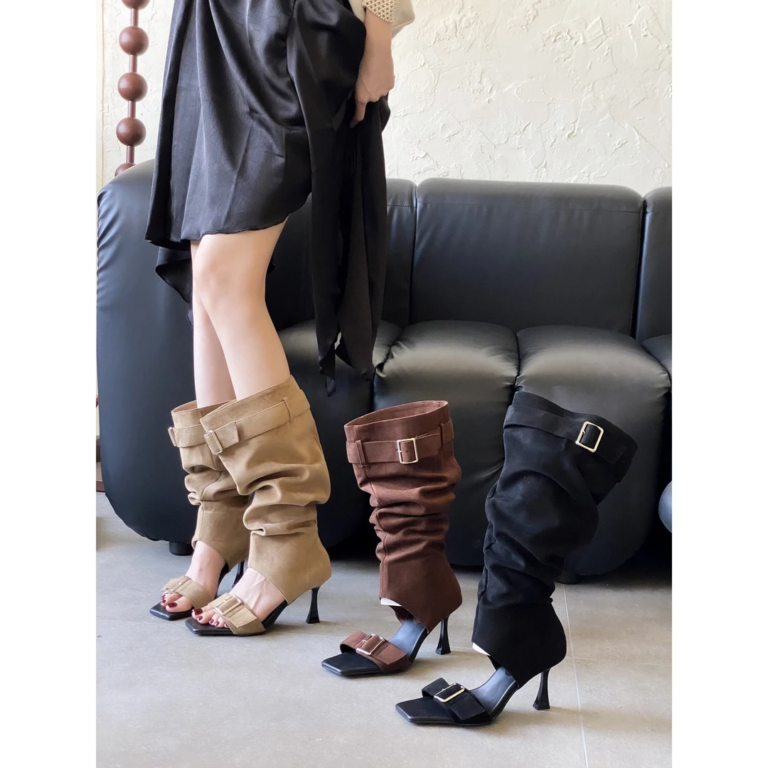 显瘦百搭复古厚底靴子长靴过膝高筒春秋小个子牛仔网红时尚休闲粗