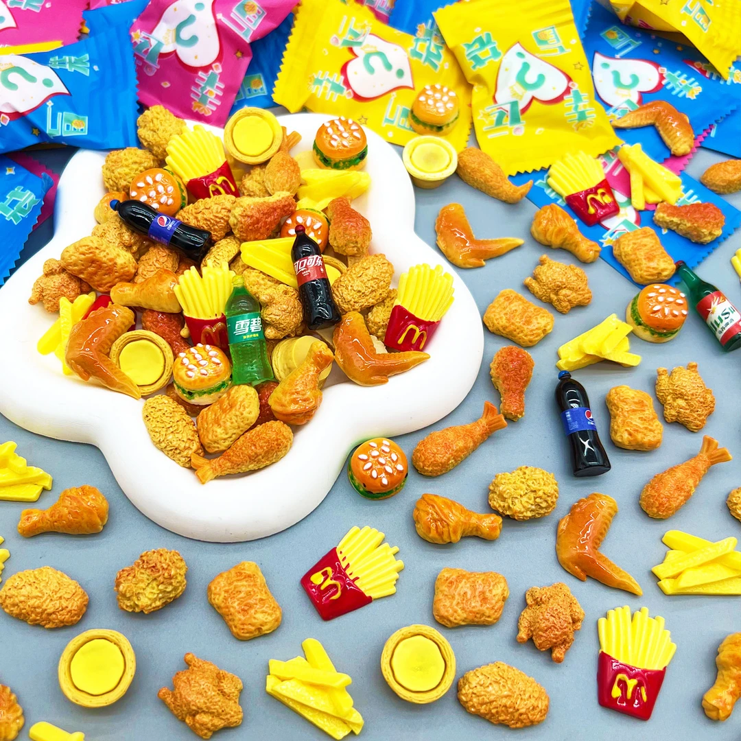 仿真炸鸡汉堡薯条食玩盲袋微缩场景惊喜拆拆乐儿童玩具过家家礼物