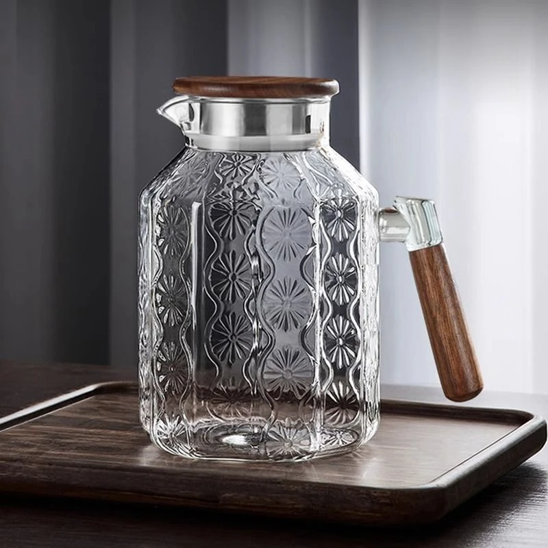 复古冷水壶玻璃耐高温家用简约大容量水瓶白开水杯扎壶茶壶凉水壶