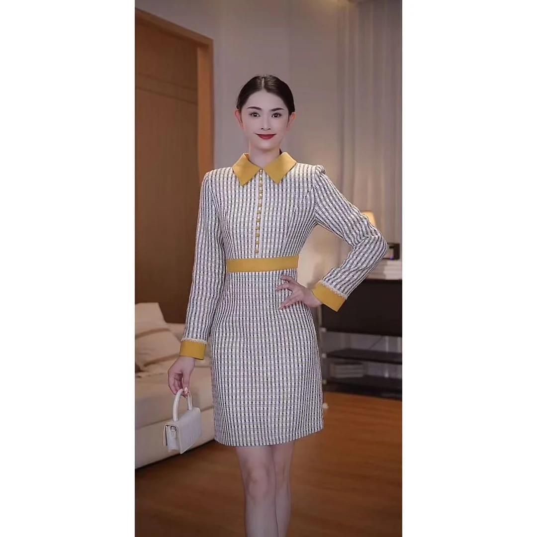 【少量现货】3027连衣裙女秋冬装气质收腰显瘦时尚加绒
