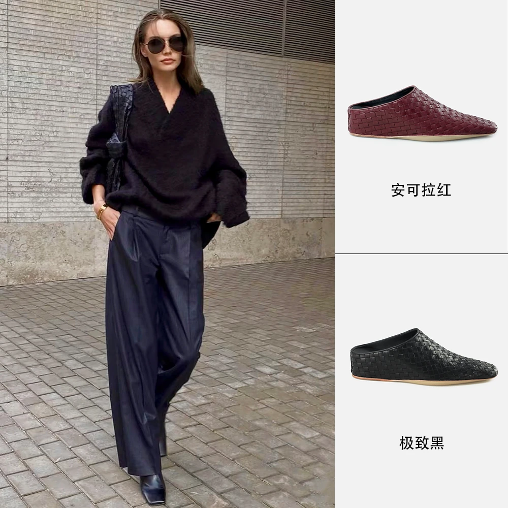 MANIKAGUAN25新款爆款方头平底穆勒鞋时尚休闲百搭潮鞋MK191363