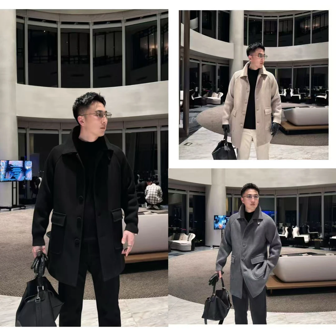 【25新贵OLDMQNEY】男士新款绵羊毛混纺简约高级翻领大衣