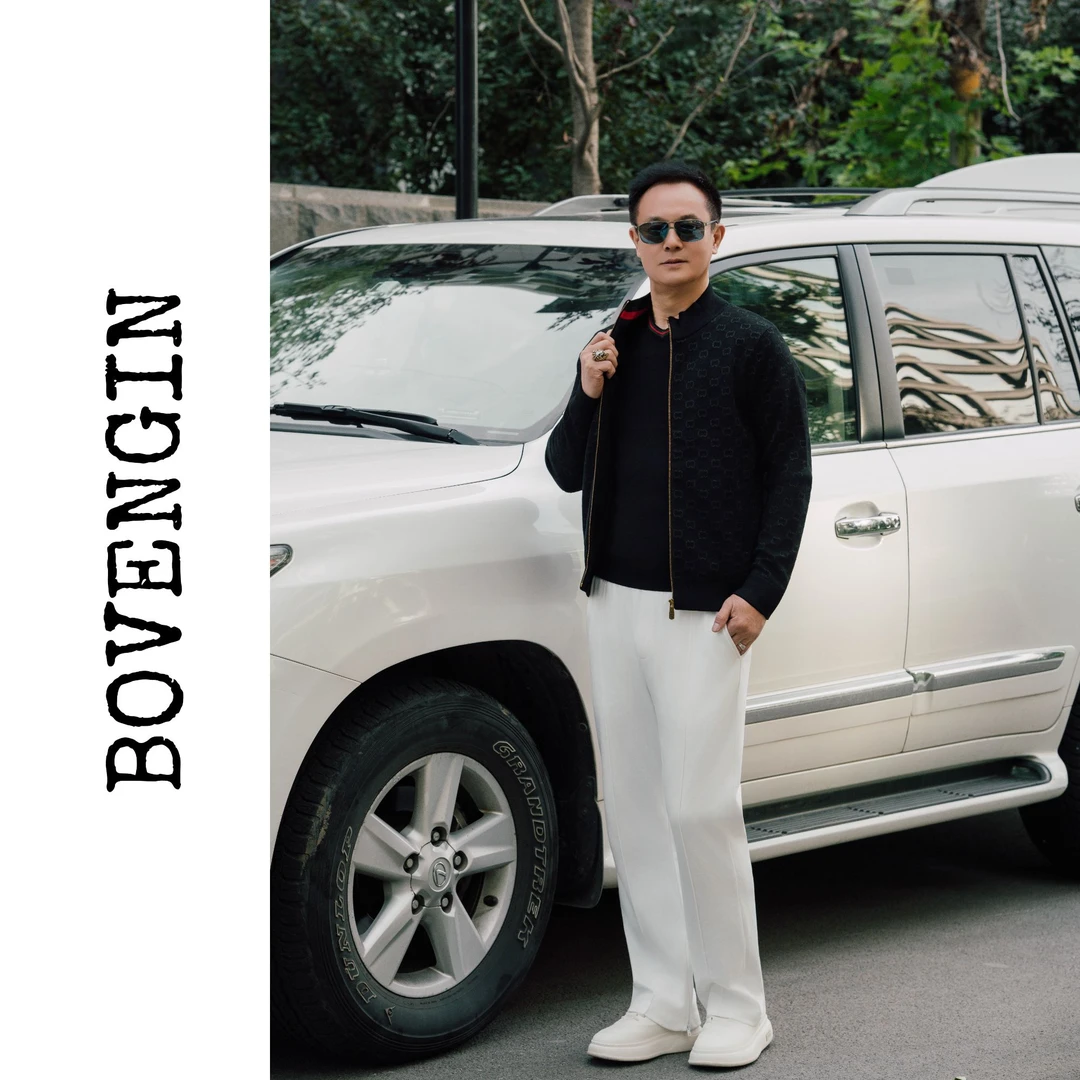 BOVENGIN/M8602男士秋季时尚休闲百搭宽松简约暗纹提花满印夹克
