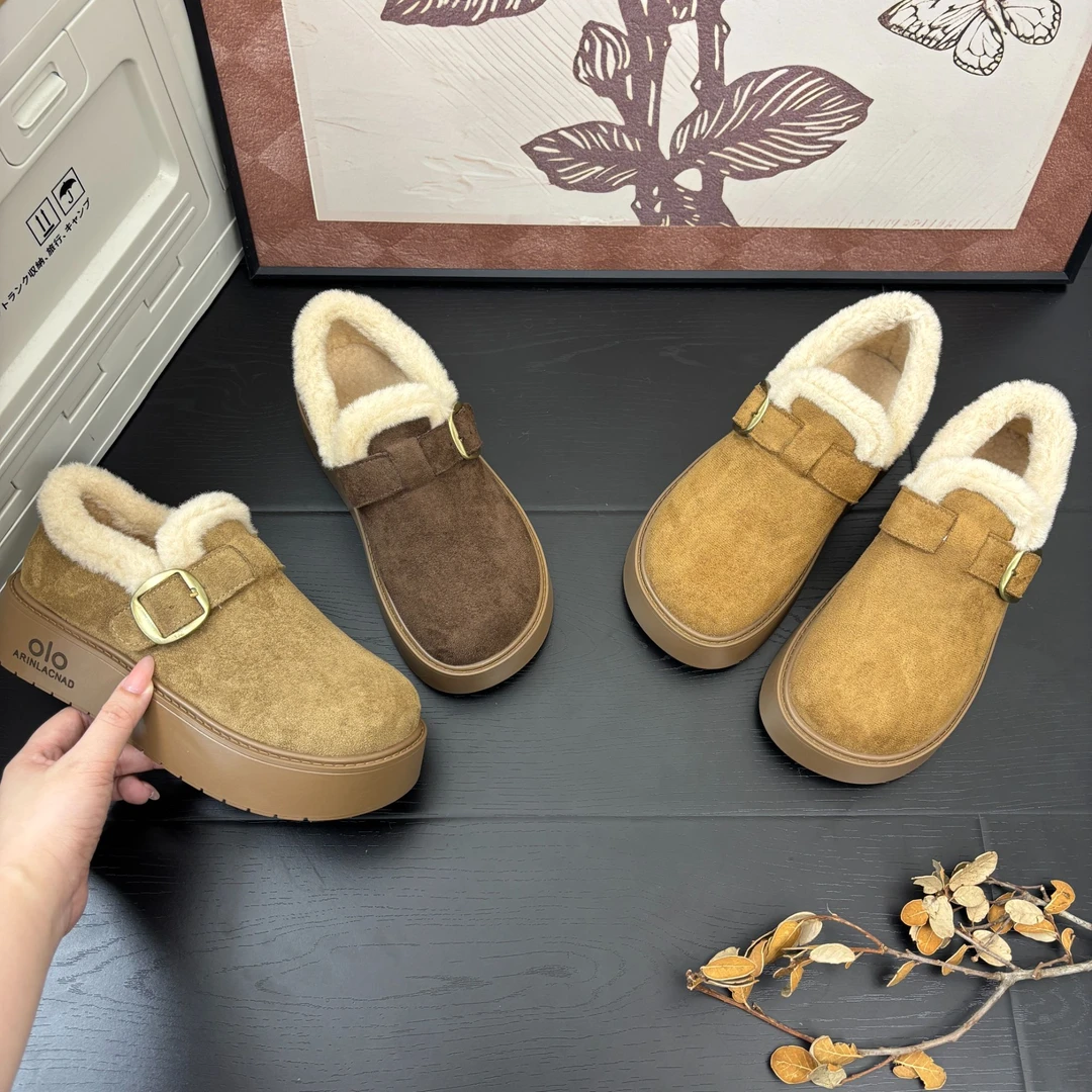 【三喜】‘面包吐司’保暖显瘦增高5cm厚底流光琥珀保暖勃肯鞋加绒冬