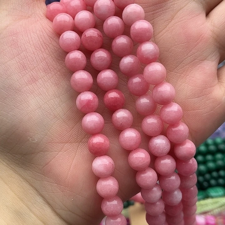 玛瑙/玉髓未镶嵌珠宝半成品2条8mm左右红纹石