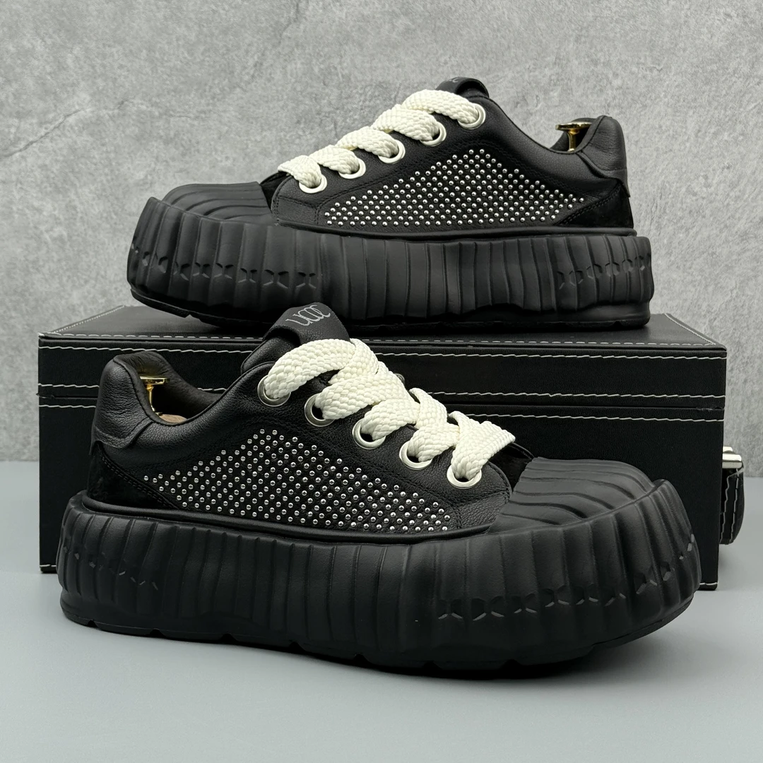 玛古芭板鞋男款高级感时尚轻奢休闲鞋夏季厚底内增高百搭低帮男鞋