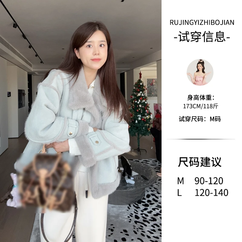 【日落博物馆】温暖包围 休闲感撞色环保毛外套 369   LX