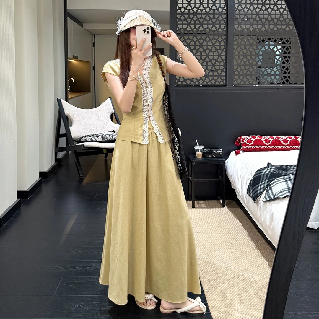 夏装穿搭一整套小众不撞款套装裙子女2025新款夏天巨好看的连衣裙