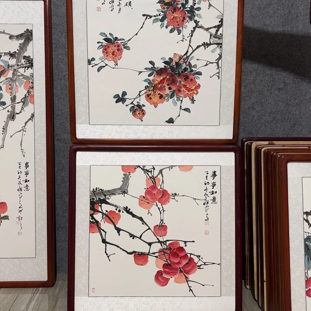 国画书画作品带框63×63