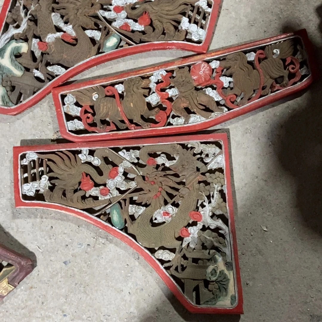 木巴****1镂空双龙角化一对加狮子绣球一片