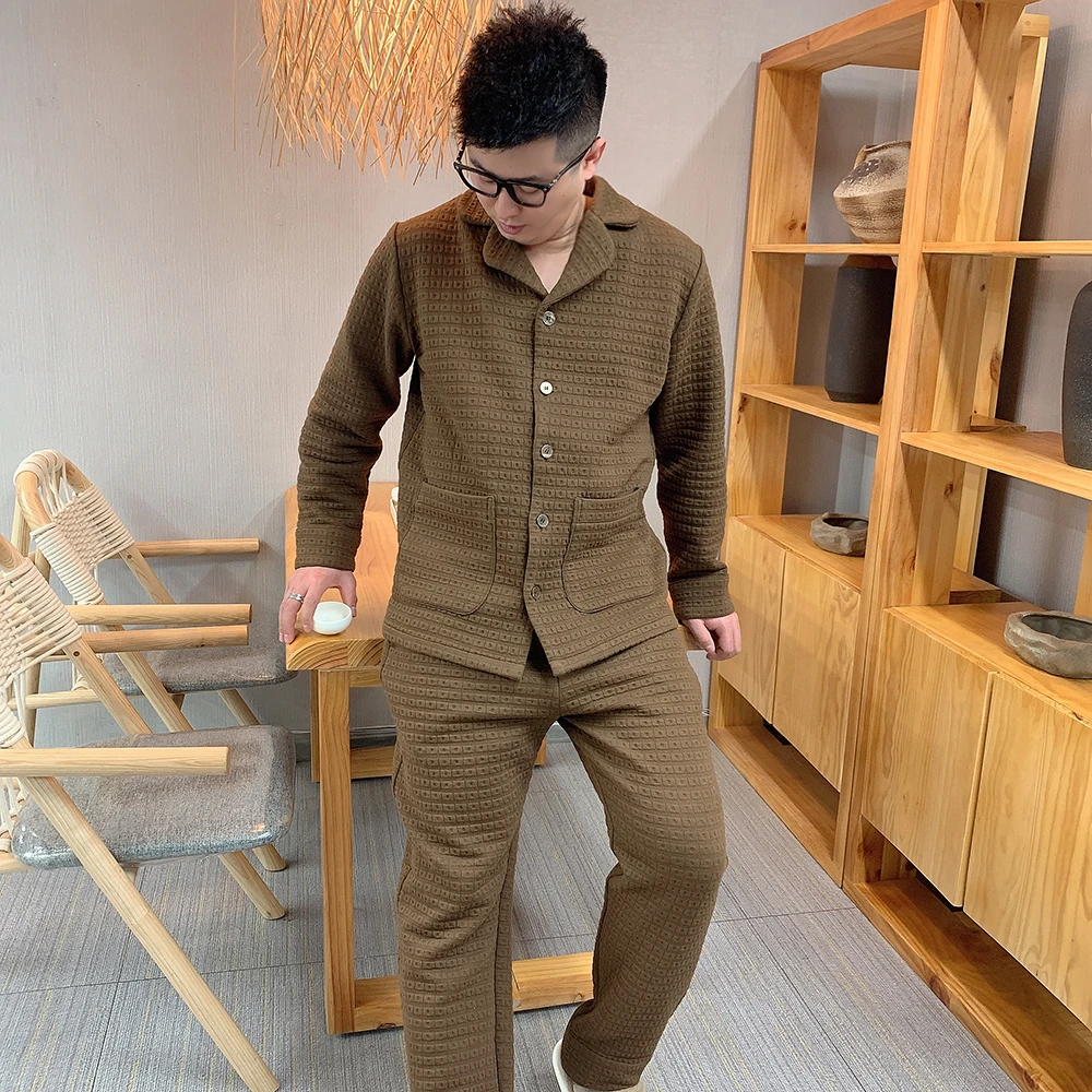 男士大码休闲高品质可外穿睡衣套装2025秋冬奢华潮流可外穿家居服