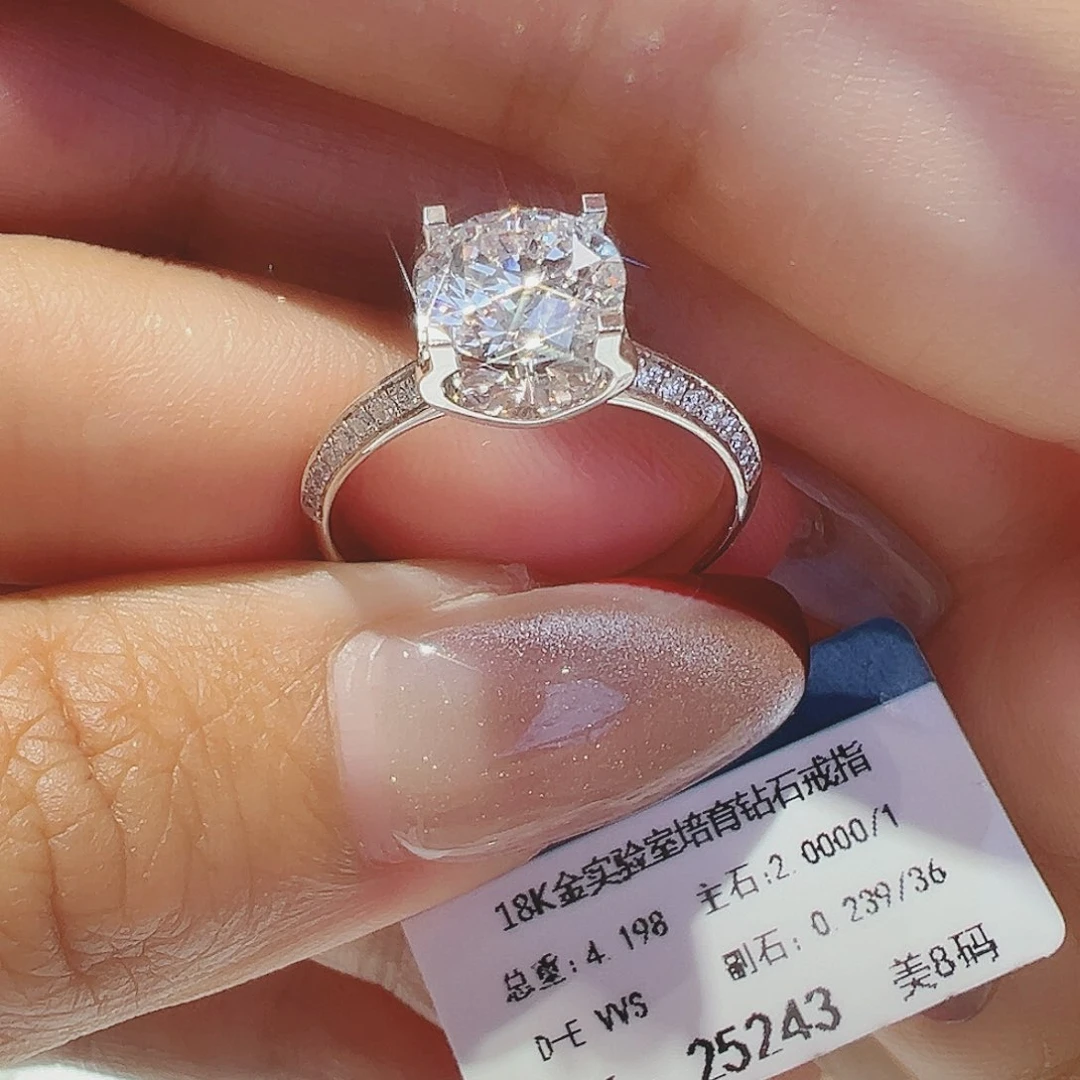 实验室培育钻石18K金镶嵌2ct16-17