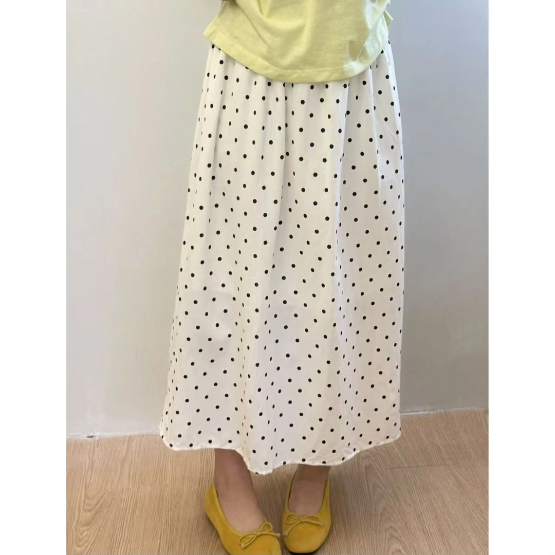 小个子A字裙成人百搭显瘦通勤半身裙时尚印花法式白色气质