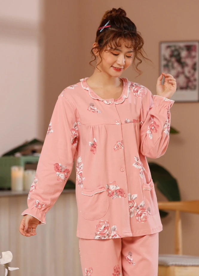 玉康2025春季款冰爽棉女款小翻领公仔睡衣家居服直播第一名