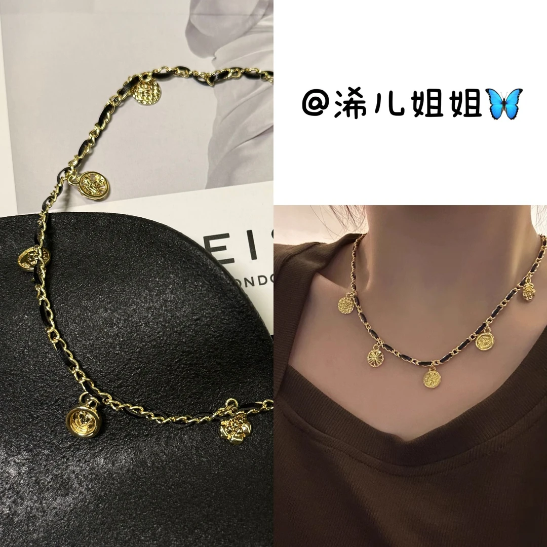 合金皮质项链 【浠儿姐姐】小众复古多元设计感项链女小香风