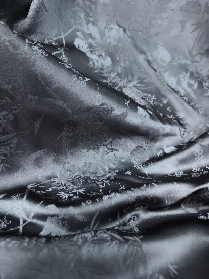 【春竹牡丹】 真丝香云纱国风新中式服装面料