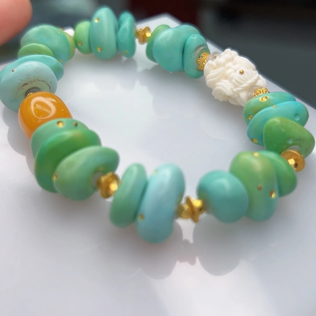 绿松石珠宝奇石18K金镶嵌