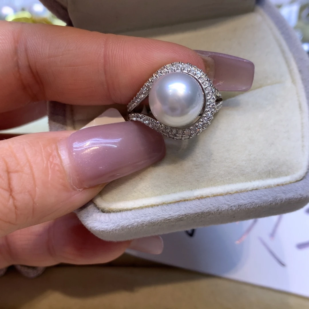 银S925镶嵌戒指海水珍珠