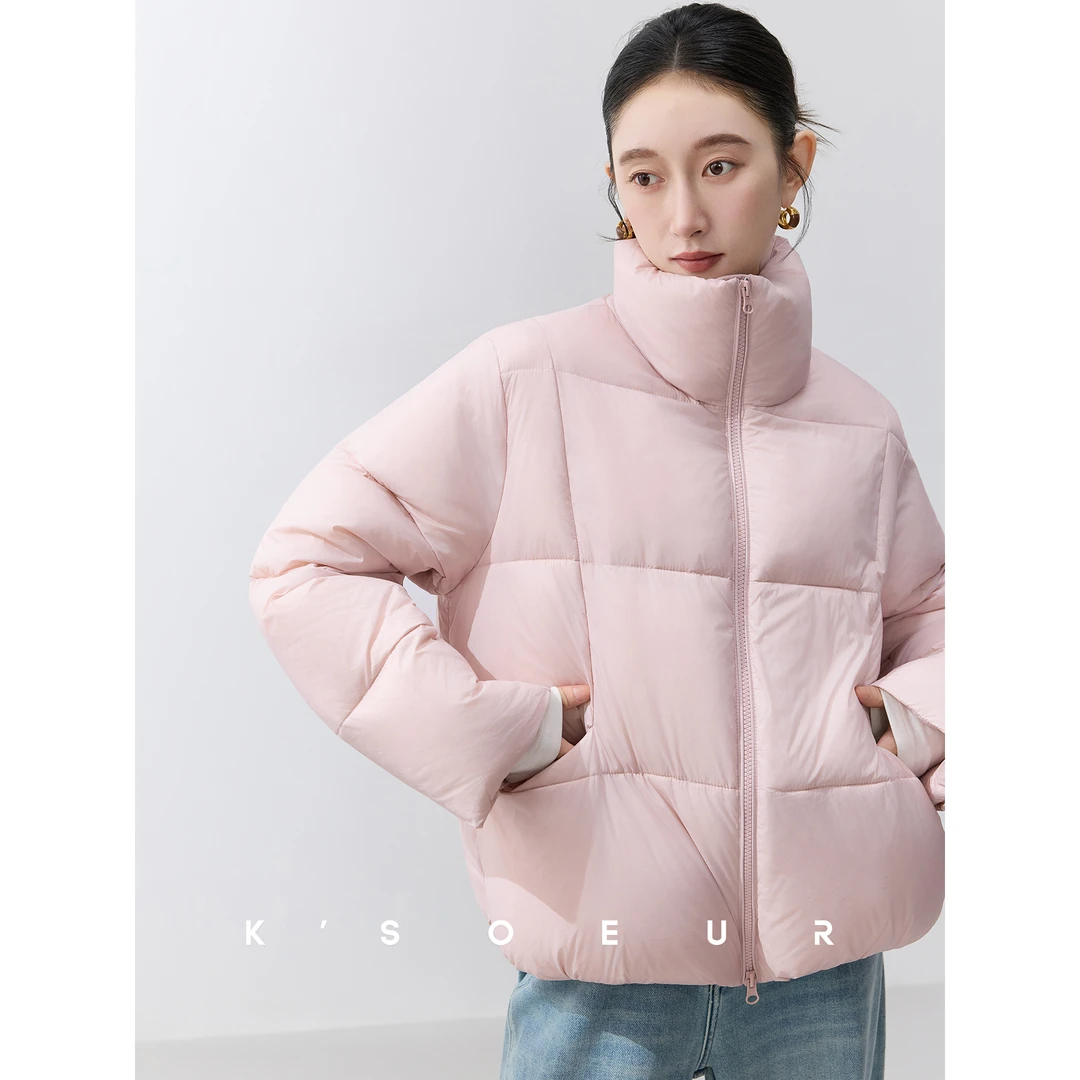 K姐KSOEUR【小暖炉】95白鸭绒 宽松慵懒立领泡芙轻盈羽绒外套女