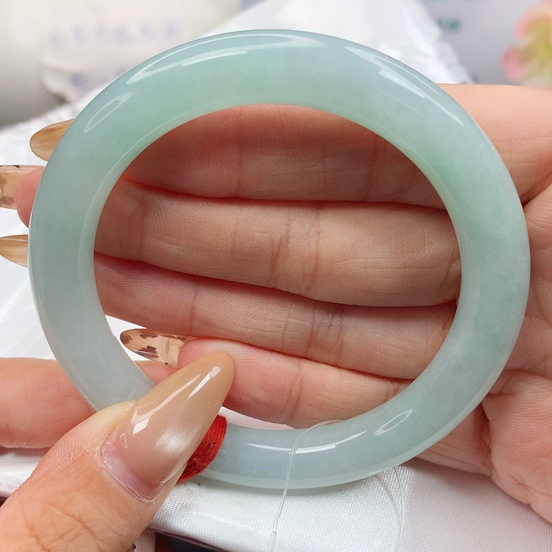 未镶嵌手镯翡翠15果晴绿圆条