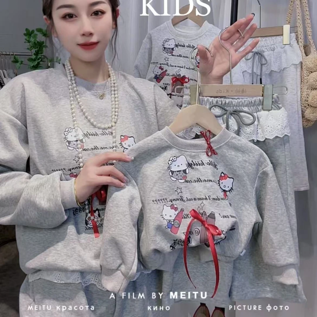 2025春季儿童套装宝宝洋气女童卡通满印花卫衣卫裤运动两件套