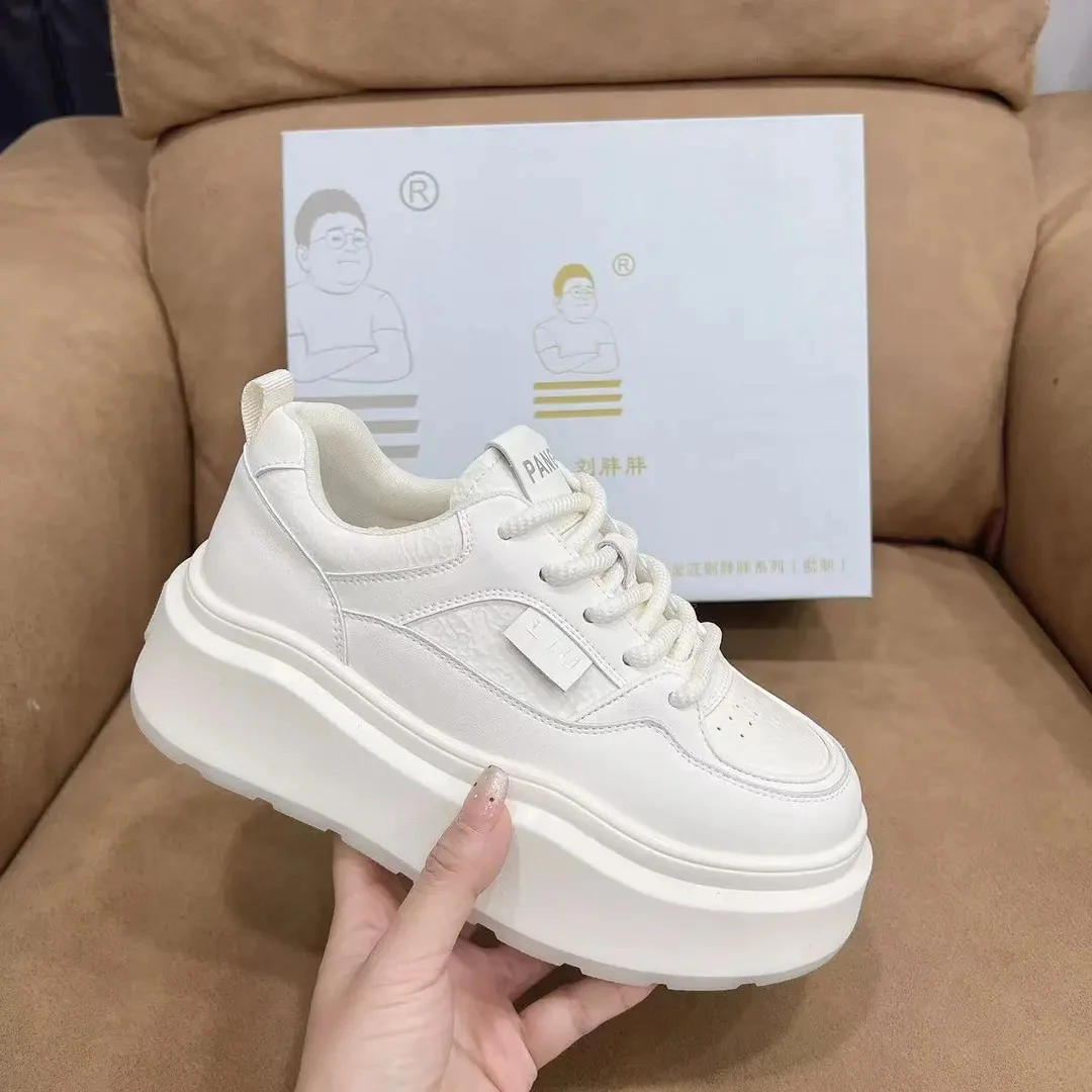 金匠11单款#刘胖胖女士真皮松糕厚底休闲百搭韩版小白鞋运动时尚