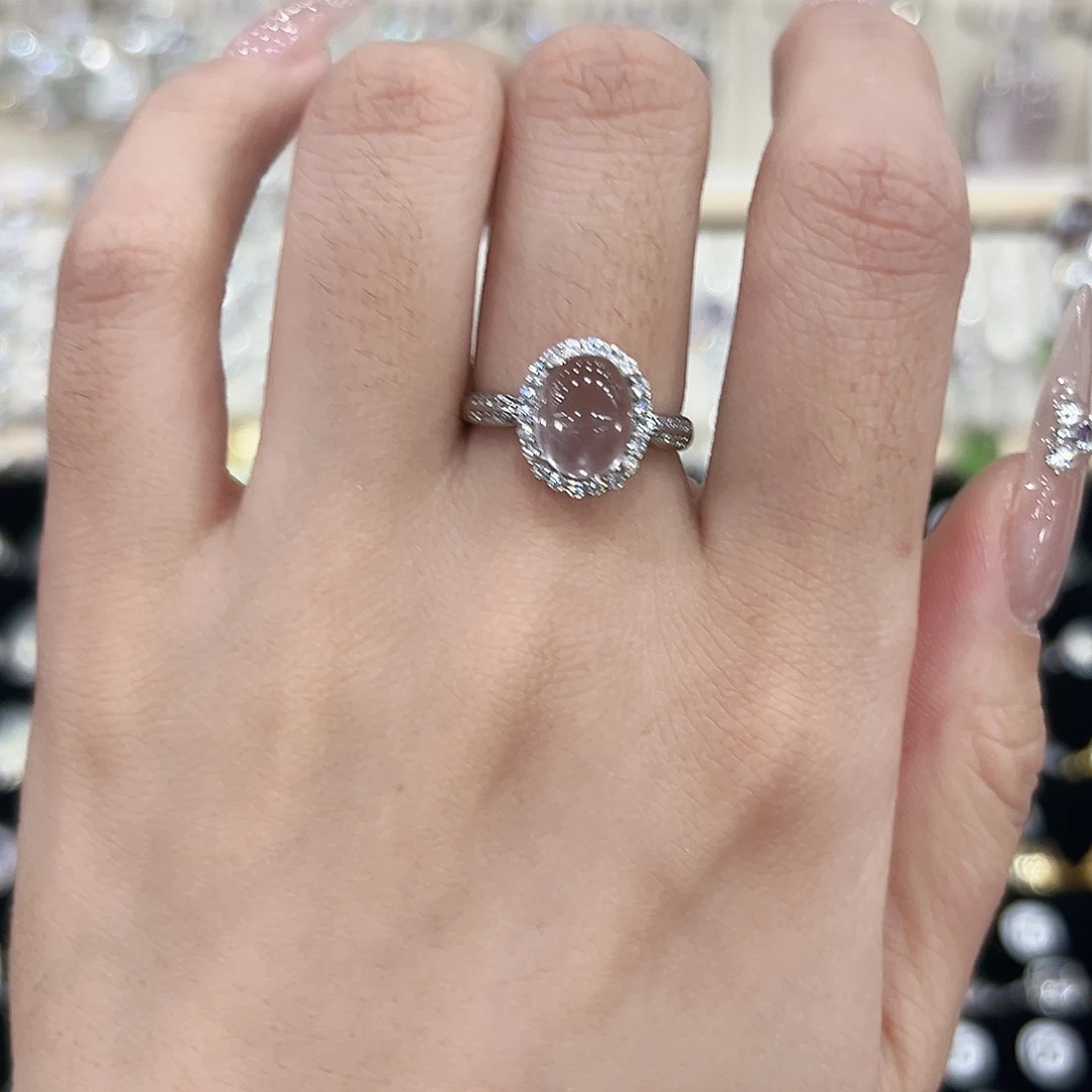 戒指银S925镶嵌芙蓉石