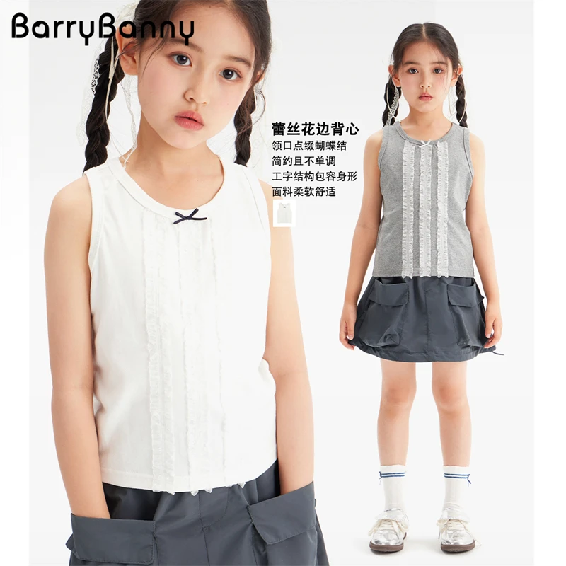 （断码清仓）BarryBanny女童速干运动无袖上衣2025夏季修身短款上衣