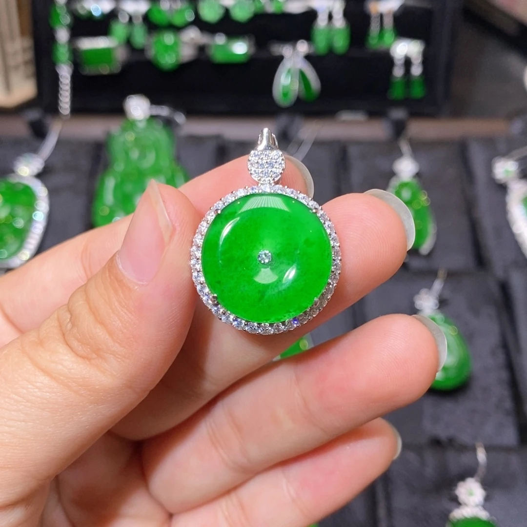 颈饰银S925镶嵌翡翠天然翡翠