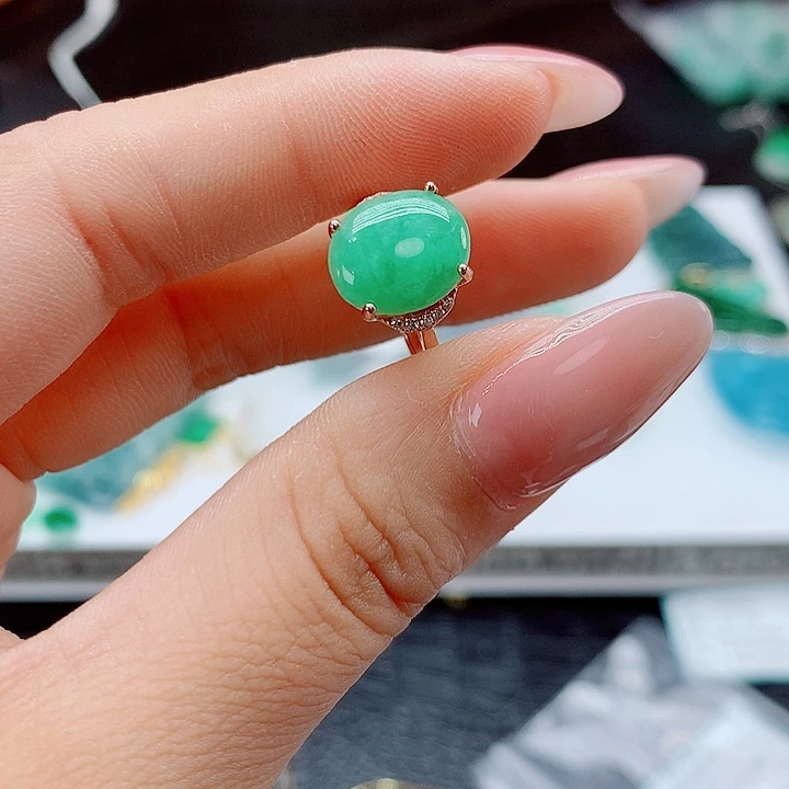 翡翠戒指银S925镶嵌，