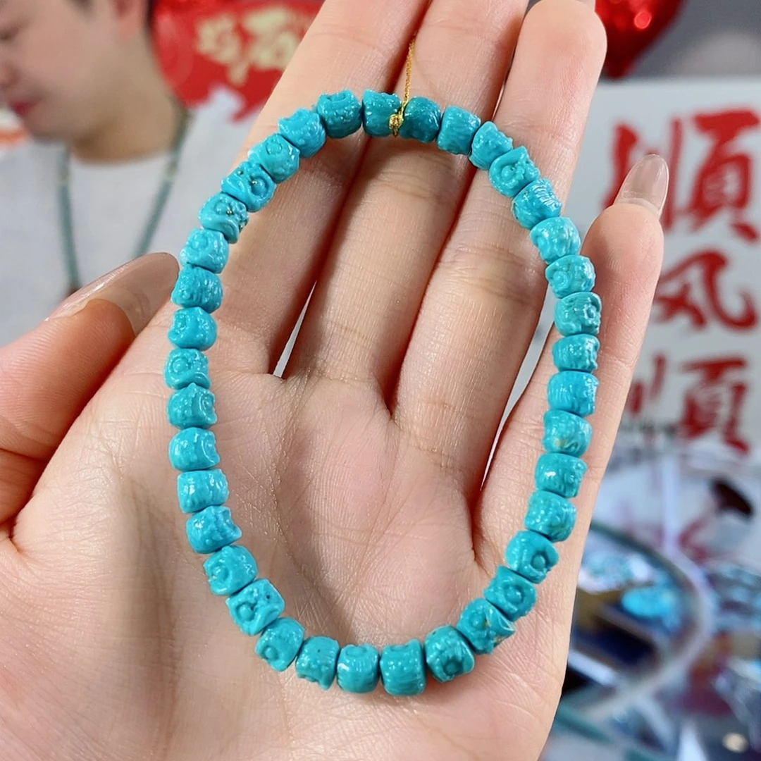 水***服绿松石18K金镶嵌珠宝奇石