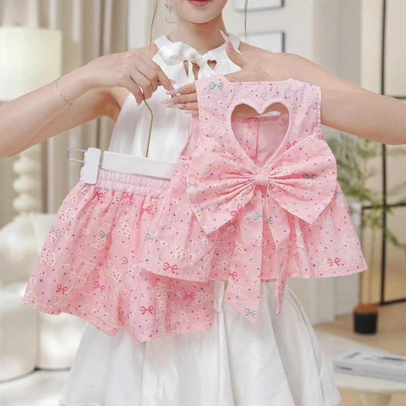 女童甜美套装夏季2025新款儿童洋气上衣夏装女大童薄款短裤两件套