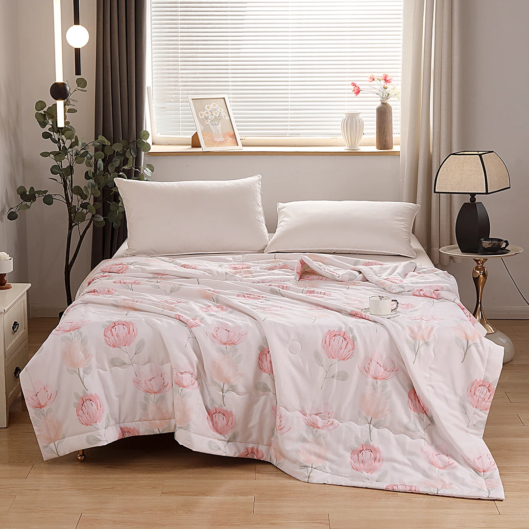 品牌代工 100%莱赛尔天丝夏被空调被印花款 手工包边工艺