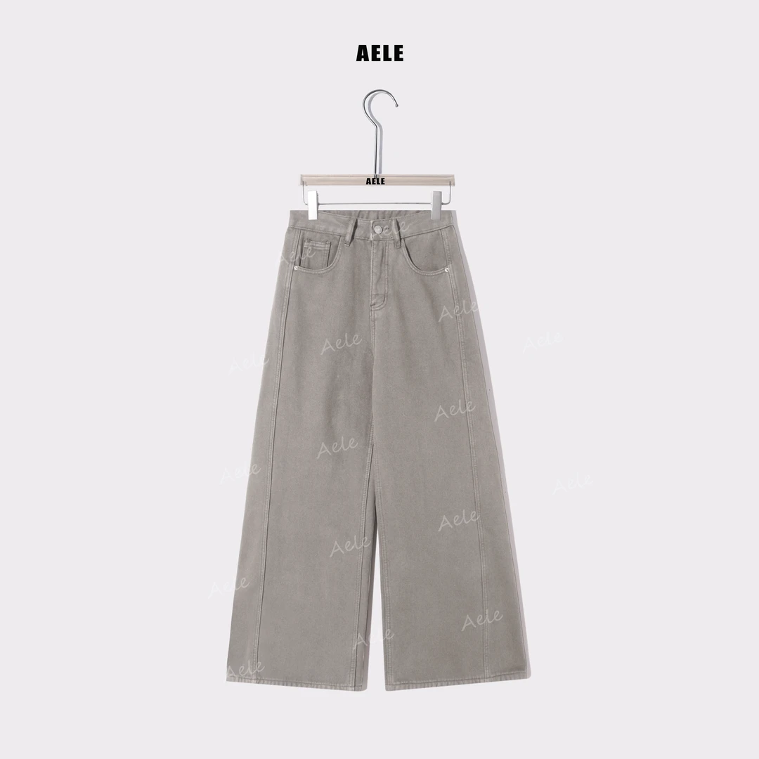 AELE高腰显瘦加绒保暖时尚潮流直筒阔腿百搭牛仔裤 K855 3883 AD