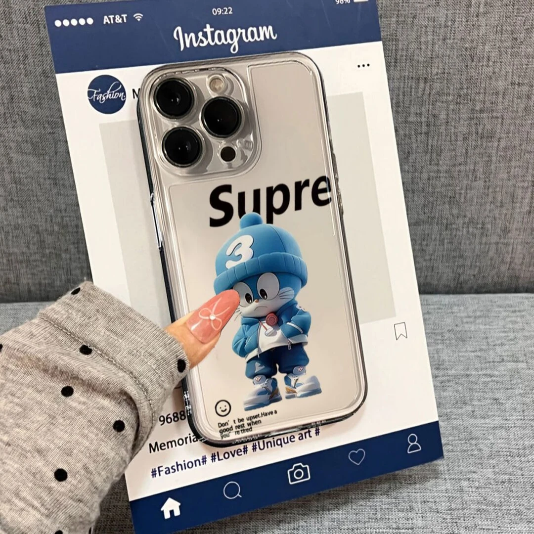 莎莎同款蓝胖子适用iPhone16苹果XR华为荣耀OPPO小米VIVO手机壳