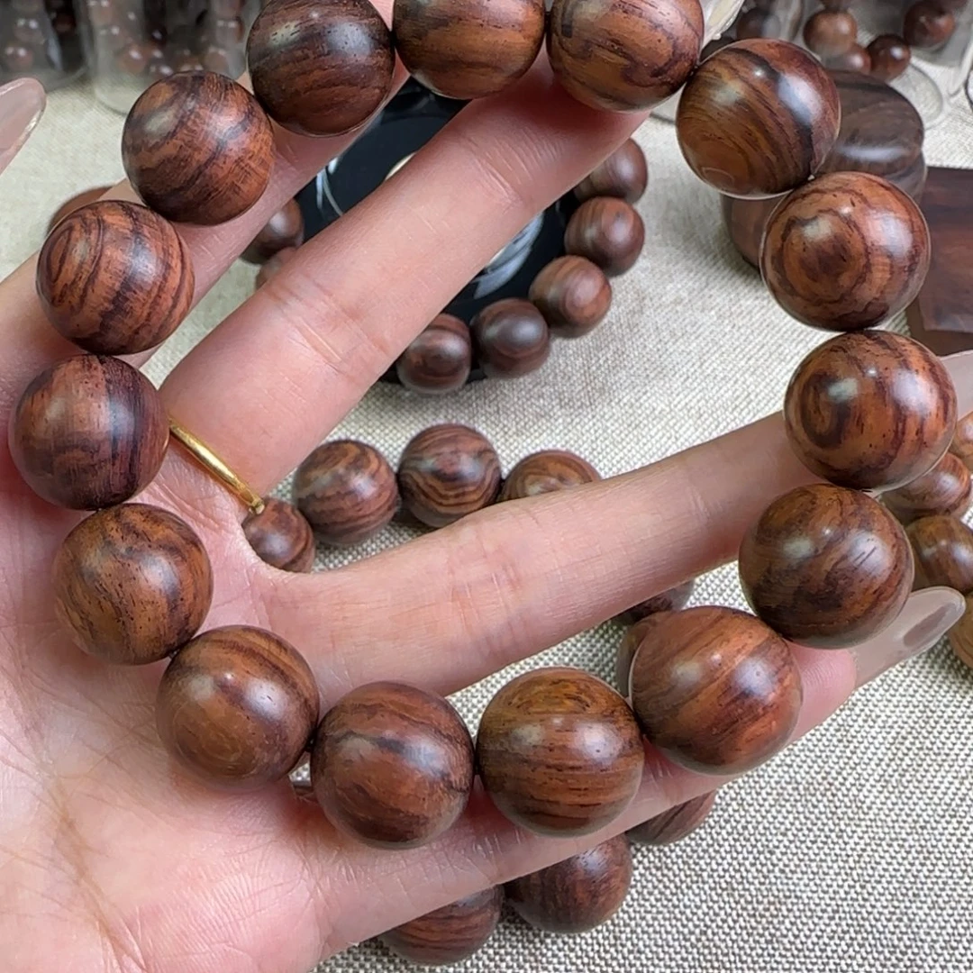 黄花梨/降香黄檀手串/手链多彩蓝紫线