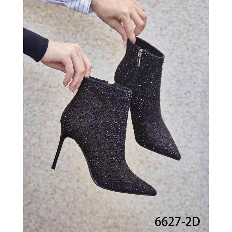 暴富暴瘦暴桃花！！！超闪短靴百搭细跟高跟鞋满钻女鞋6627-2