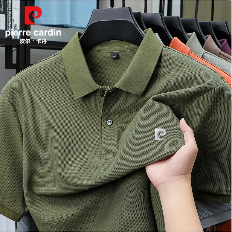 皮尔卡丹100%纯棉POLO衫男士短袖t恤夏季新款刺绣休闲翻领男上衣